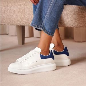 Alexander McQueen Oversized White Paris Blue Sneakers Shoes